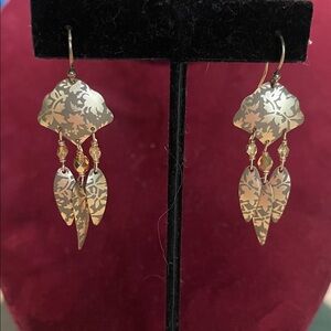 Holly Yashi Niobium Vintage Elegant Floral Gold Dangle Earrings